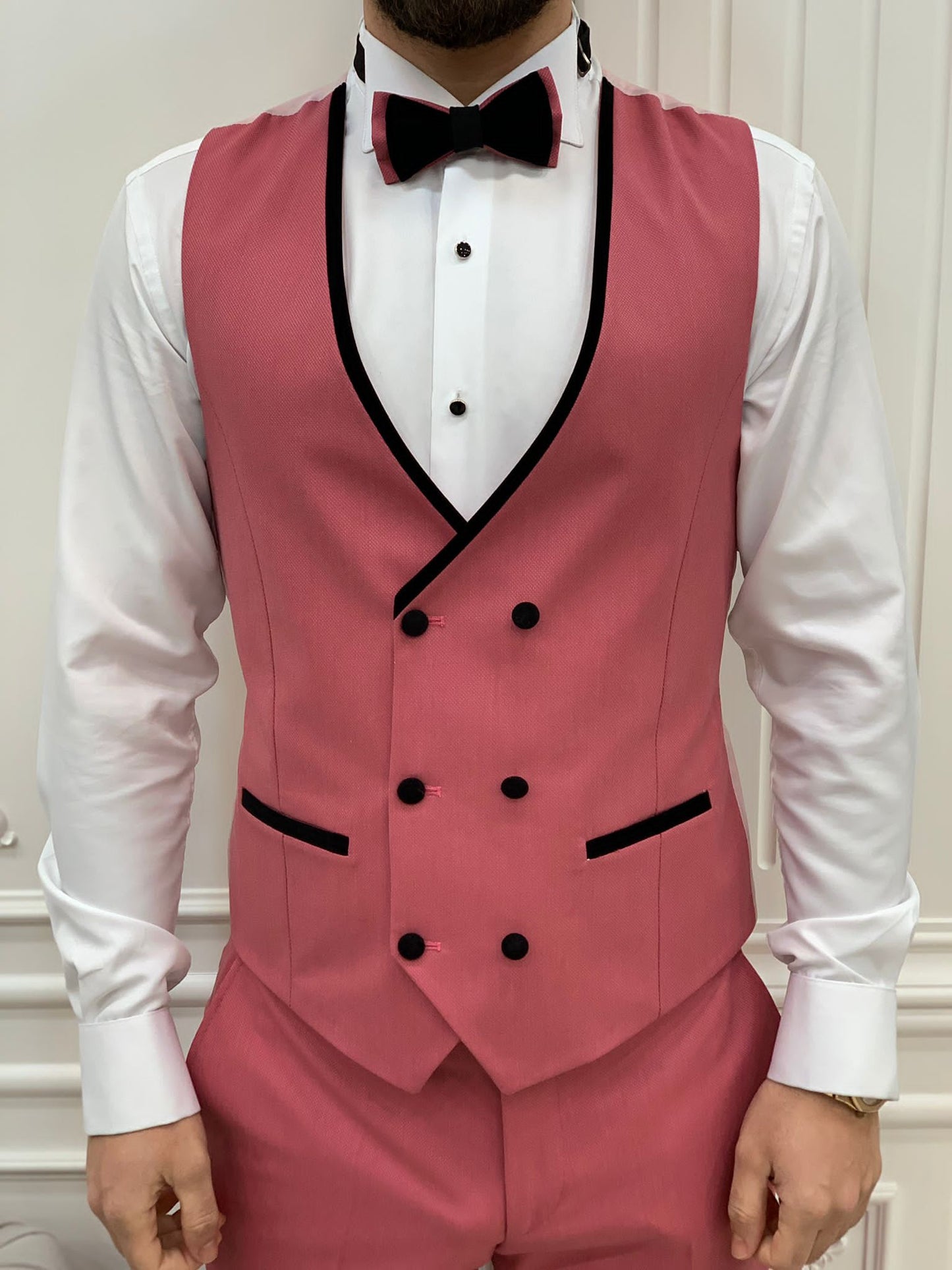 Mazonni Tishko Pink Velvet  Slim Fit Tuxedo