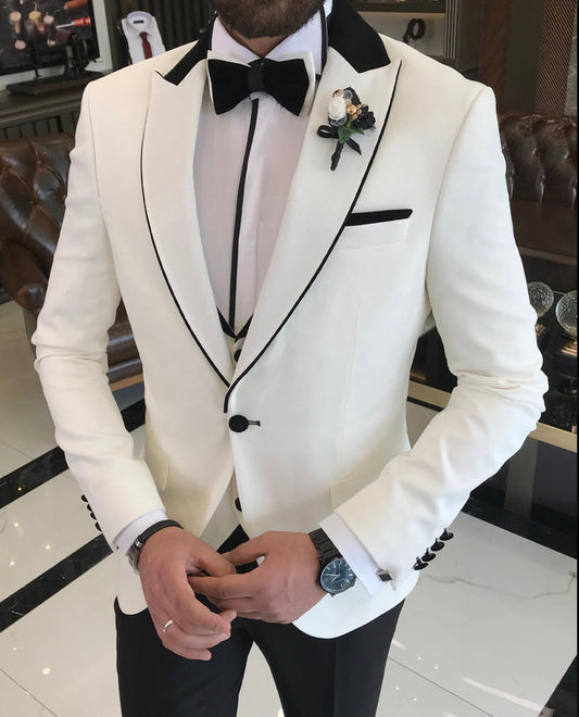 Mazonni Dayton  Slim Fit Royal White Tuxedo