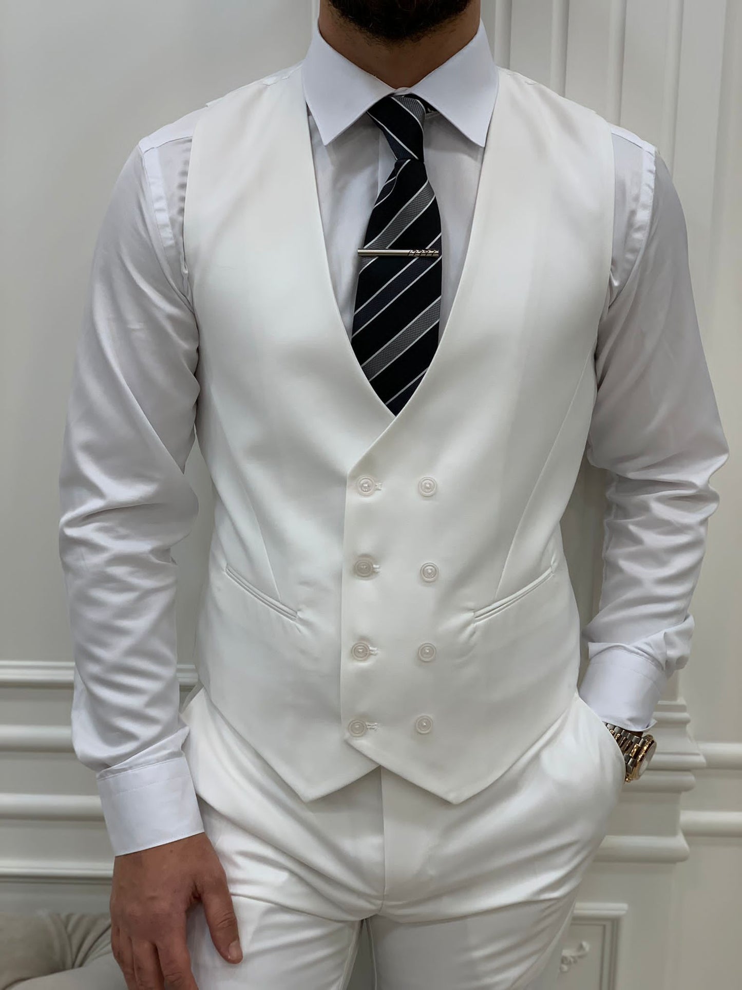 Mazonni Monte White  Slim Fit Suit