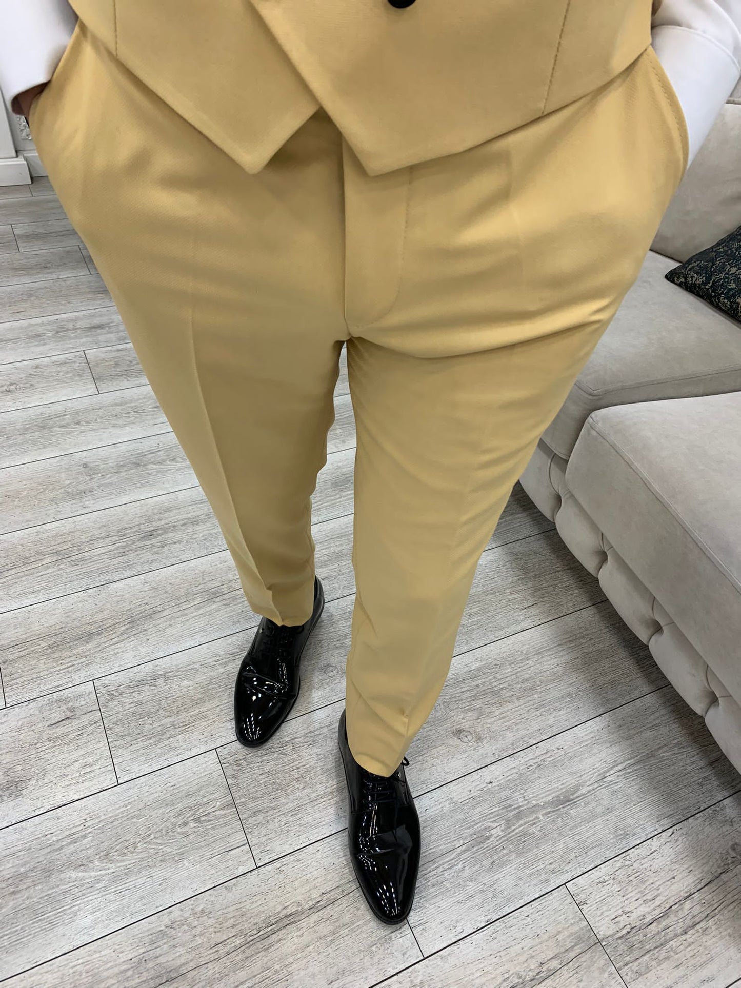 Mazonni Tishko Yellow Velvet  Slim Fit Tuxedo