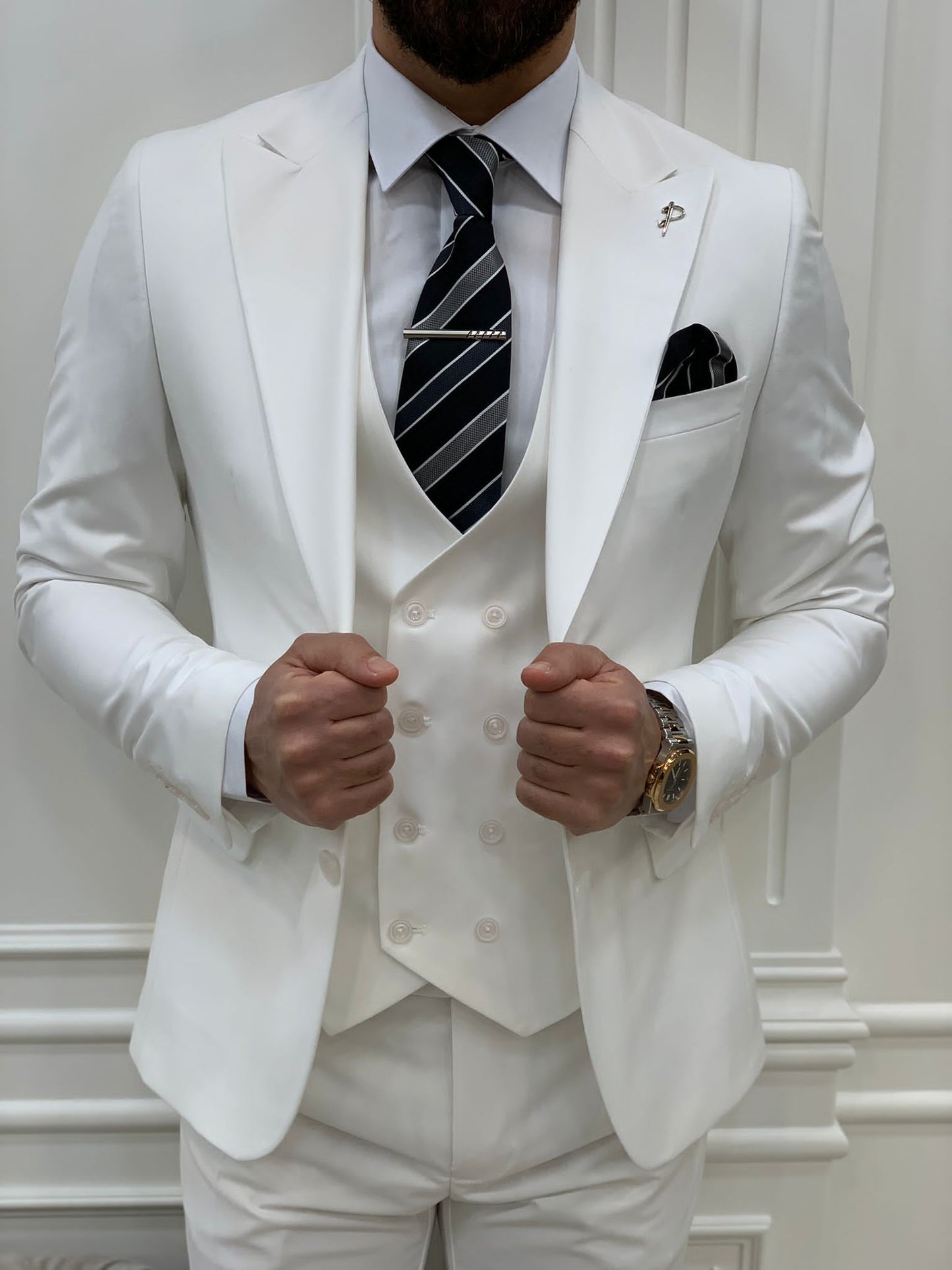 Mazonni Monte White  Slim Fit Suit