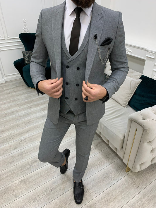 Mazonni Madison Light Gray Slim Fit Suit