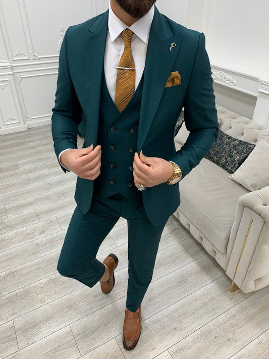 Mazonni Monte Green  Slim Fit Suit