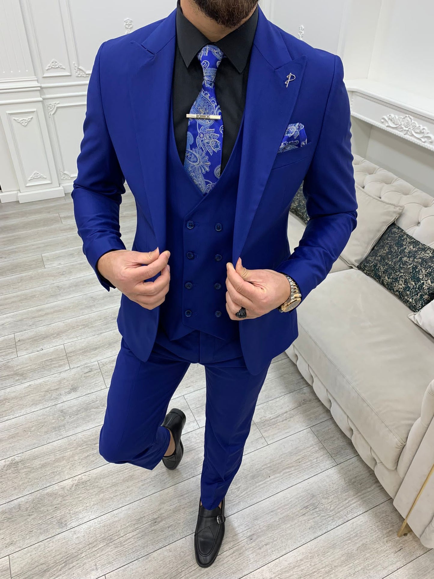 Mazonni Monte Sax Blue Slim Fit Suit