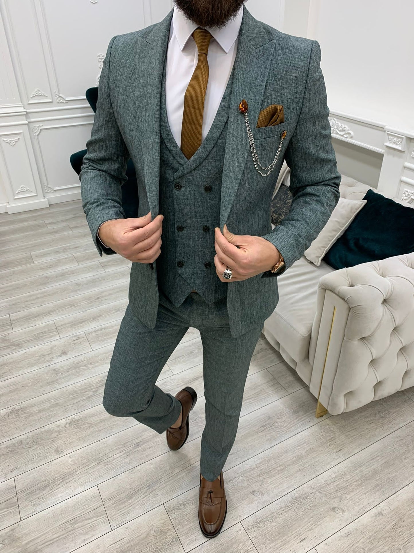 Mazonni Madison Green Slim Fit Suit