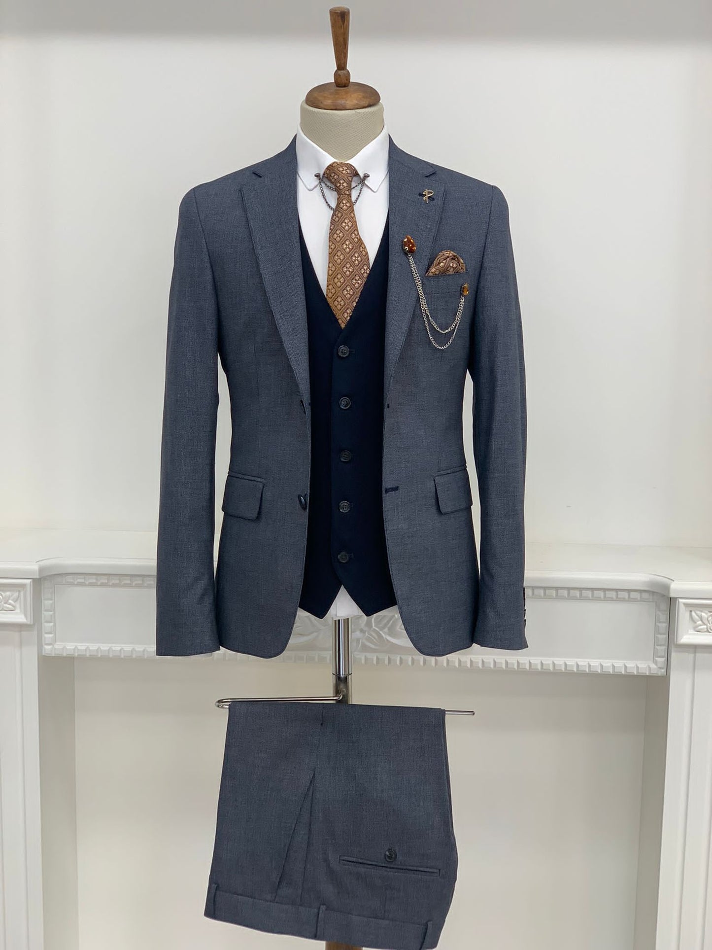 Mazonni Dayton Navy Blue  Slim Fit Suit