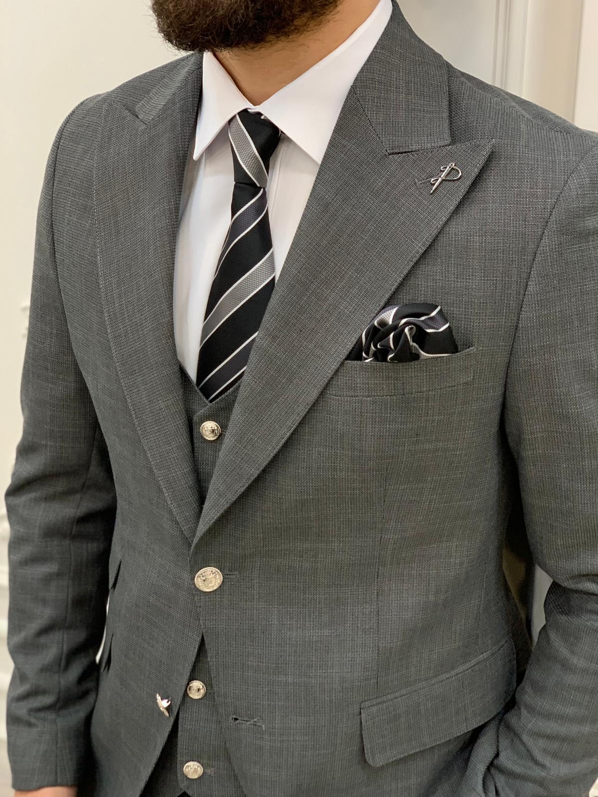 Mazonni Argeli Gray Slim Fit Suit