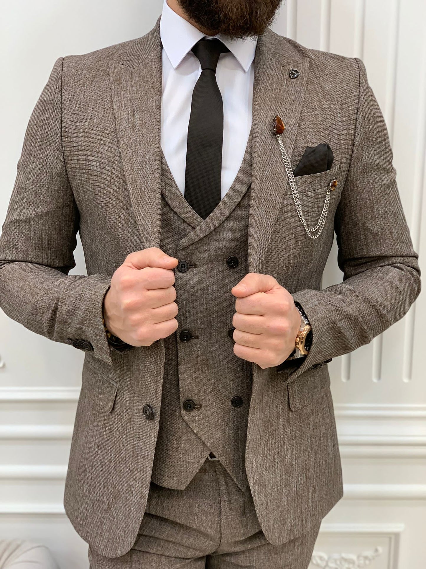 Mazonni Madison Brown Slim Fit Suit