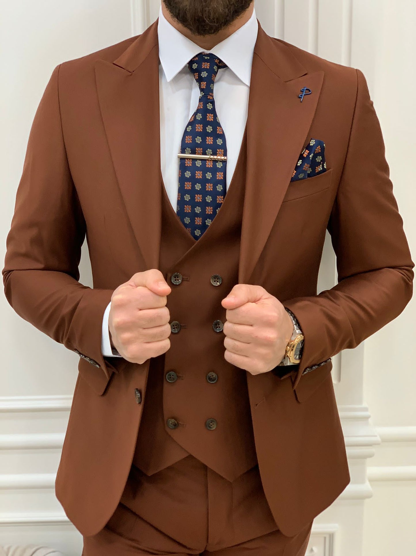 Mazonni Monte Tile  Slim Fit Suit