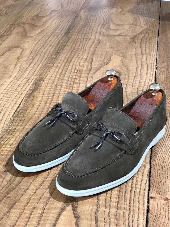 Ferrar Suede Khaki Leather Shoes