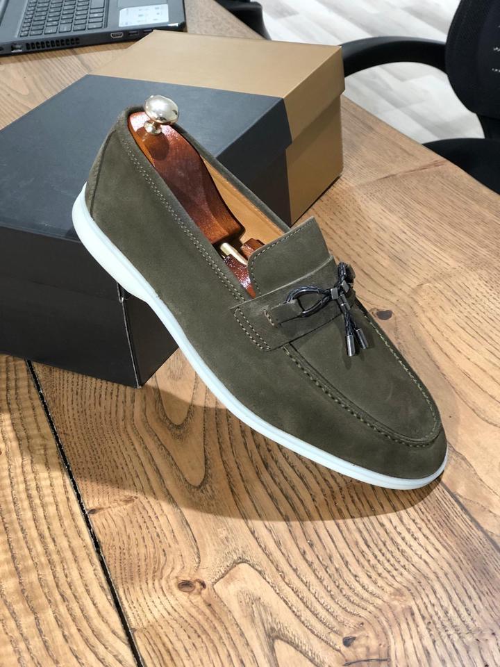 Ferrar Suede Khaki Leather Shoes