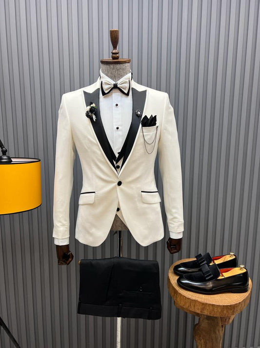 Mazonni Tommy Slim Fit White Tuxedo