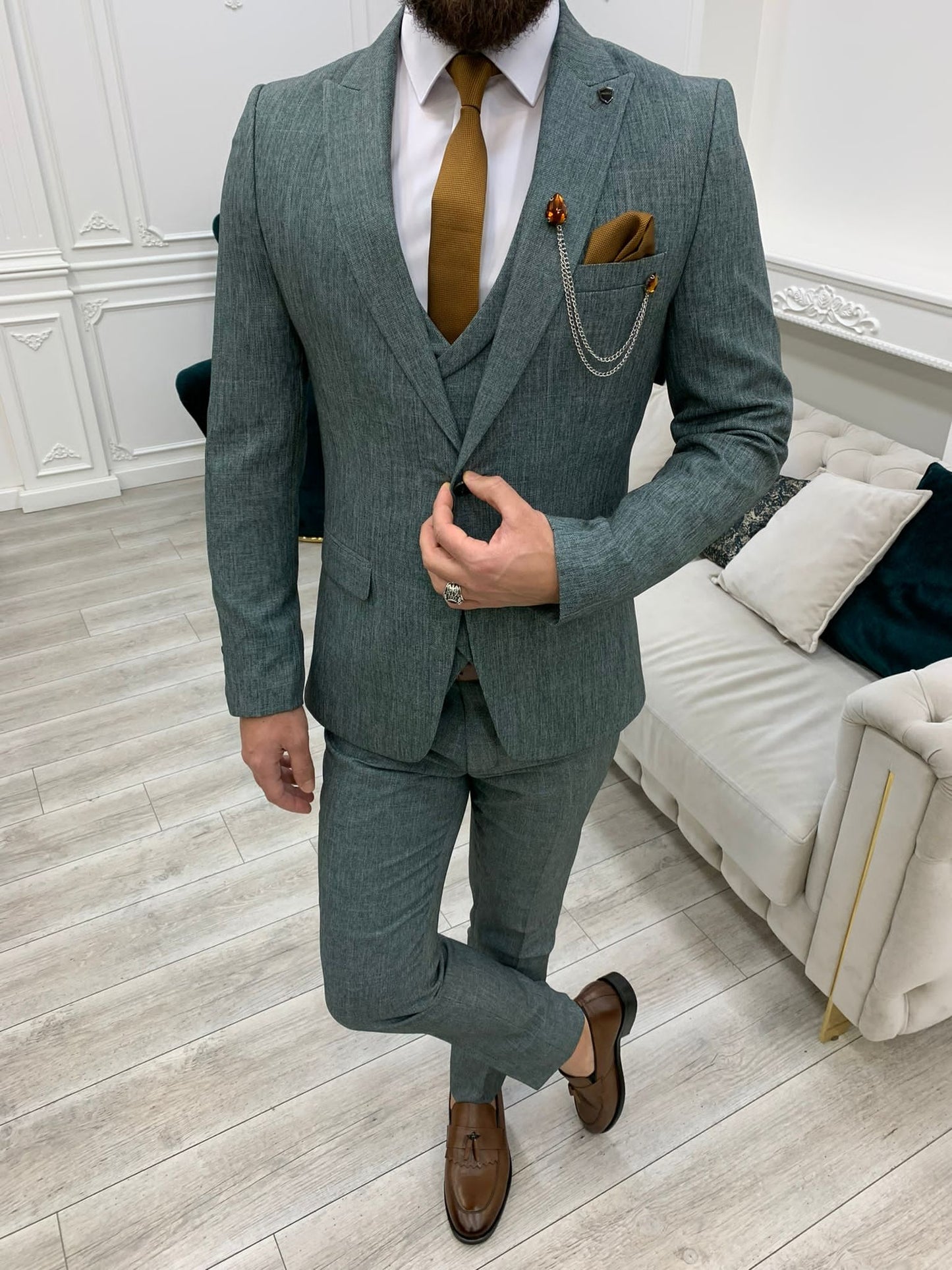 Mazonni Madison Green Slim Fit Suit