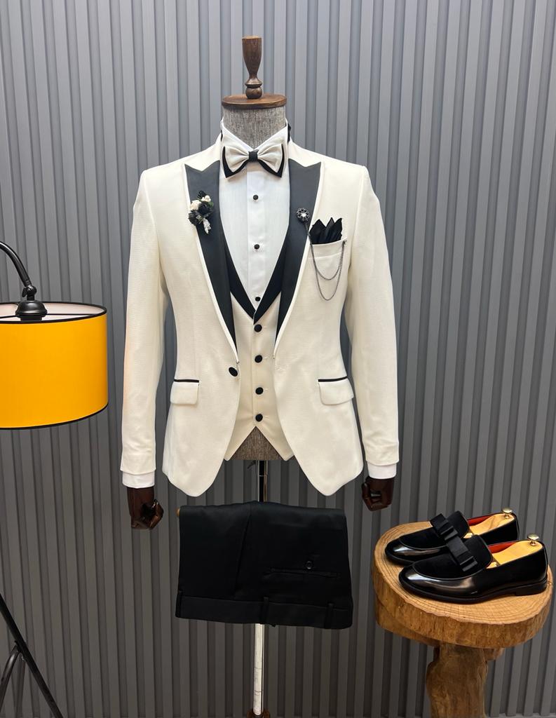 Mazonni Tommy Slim Fit White Tuxedo