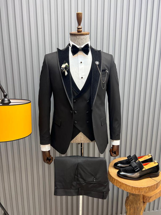 Mazonni Tommy Slim Fit Black  Tuxedo