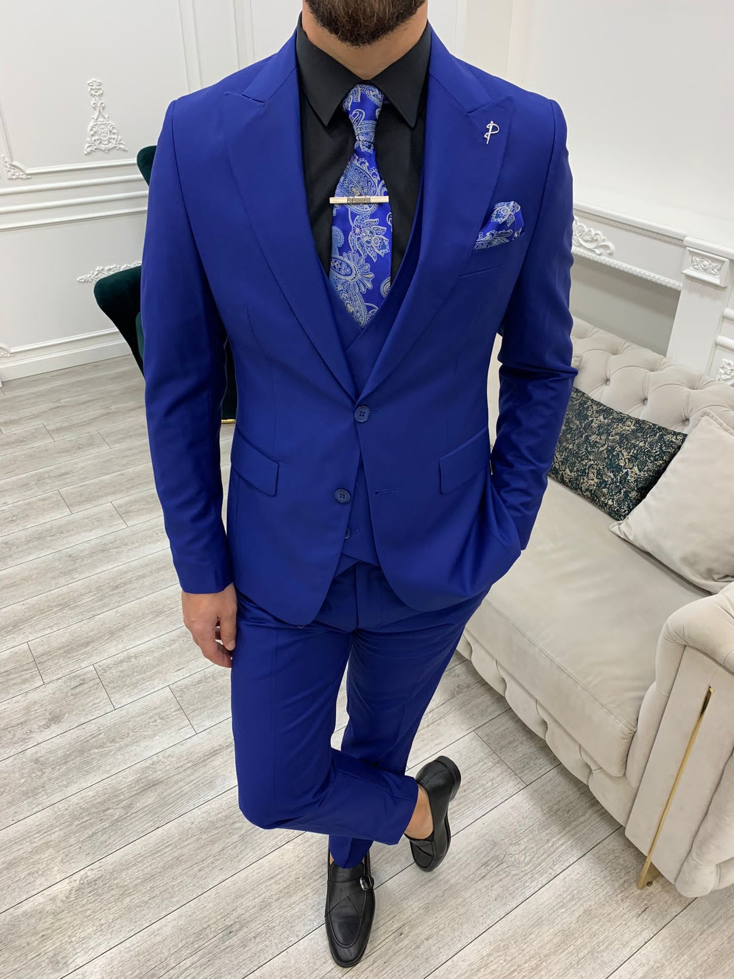 Mazonni Monte Sax Blue Slim Fit Suit