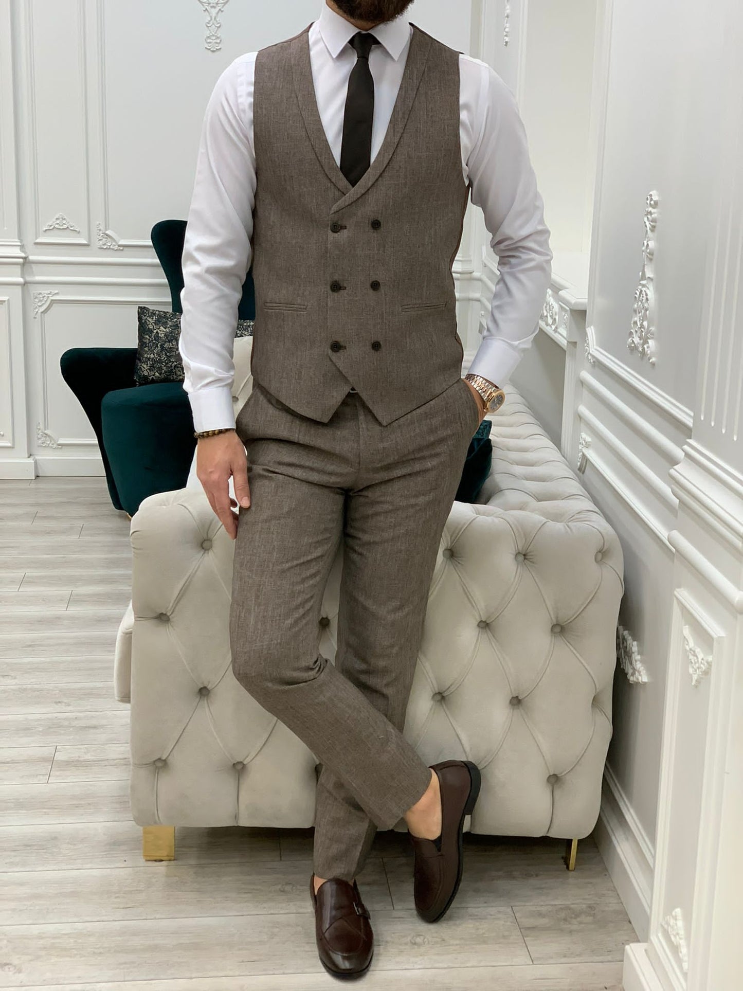 Mazonni Madison Brown Slim Fit Suit