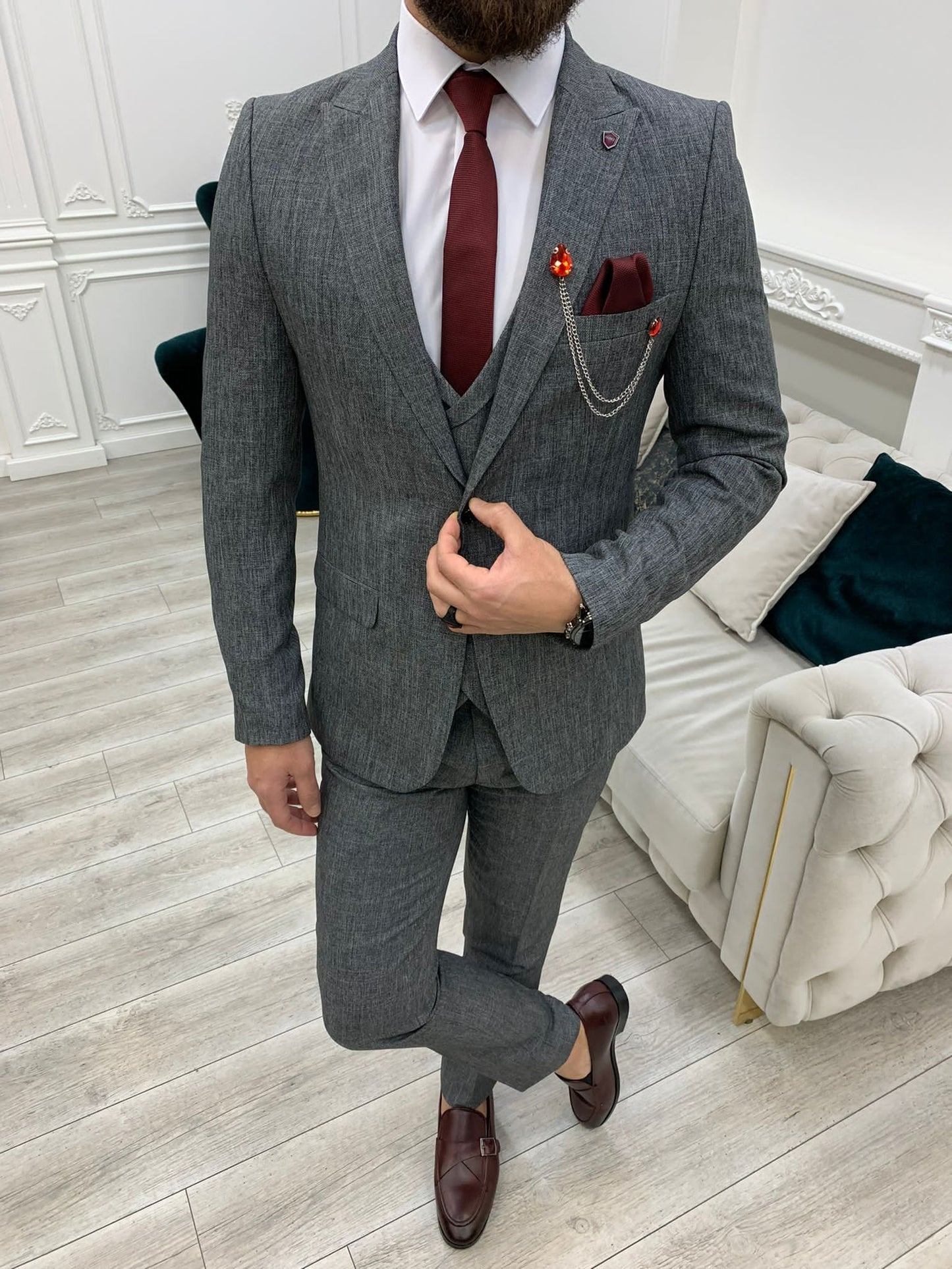 Mazonni Madison Gray Slim Fit Suit