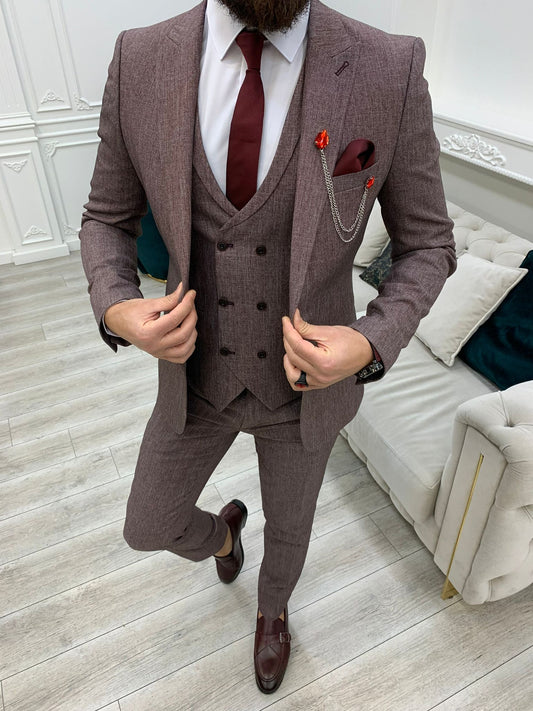 Mazonni Madison Burgundy Slim Fit Suit