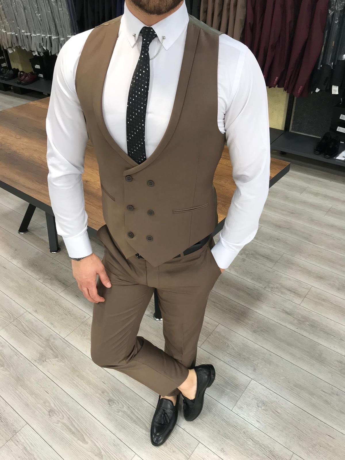 Louis Slim Fit Coffee Suit