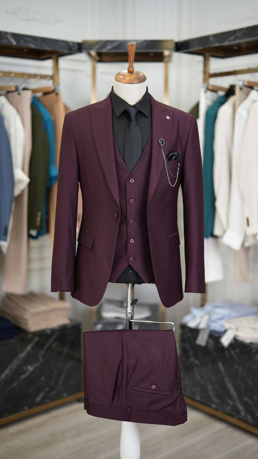 Mazonni Burnley Burgundy  Slim Fit Suit