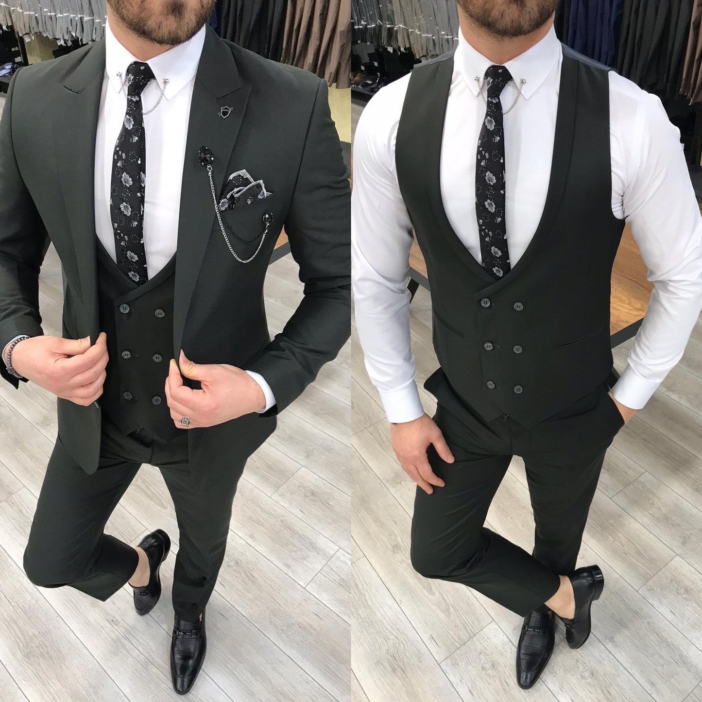 Louis Slim Fit Dark Green Suit