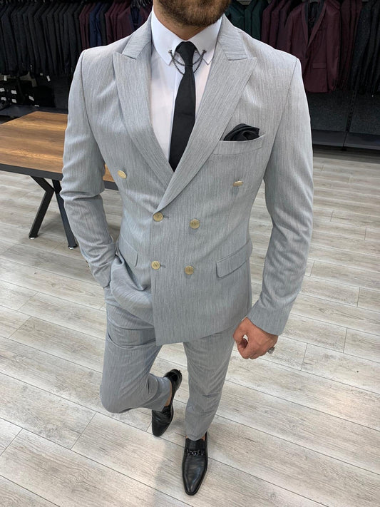 Crystal Double Breasted Grey Suit