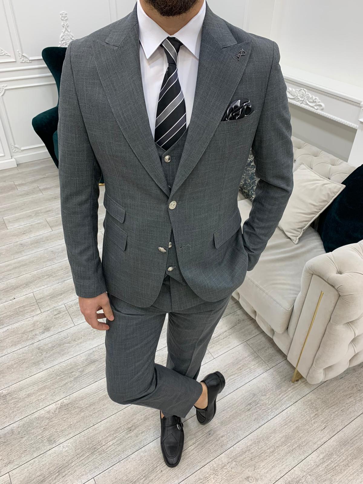 Mazonni Argeli Gray Slim Fit Suit