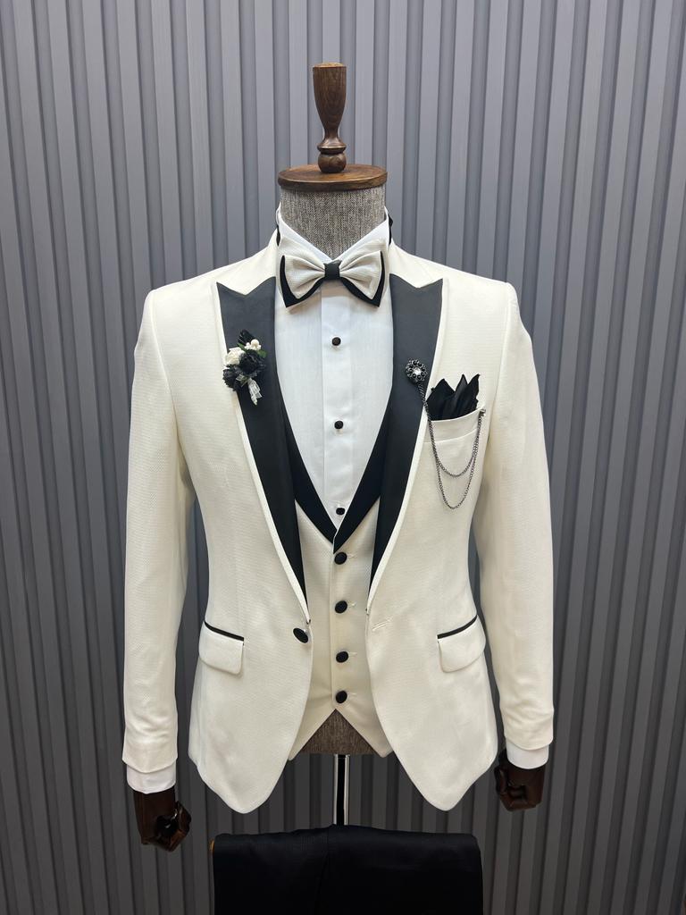 Mazonni Tommy Slim Fit White Tuxedo