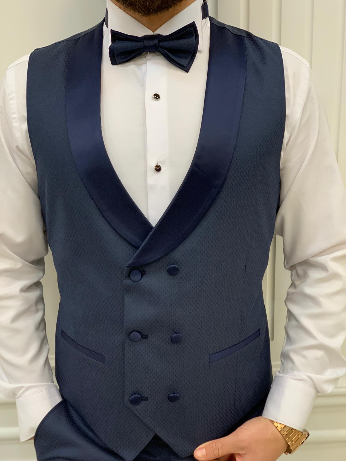 Mazonni Austin Navy Blue Slim Fit Tuxedo