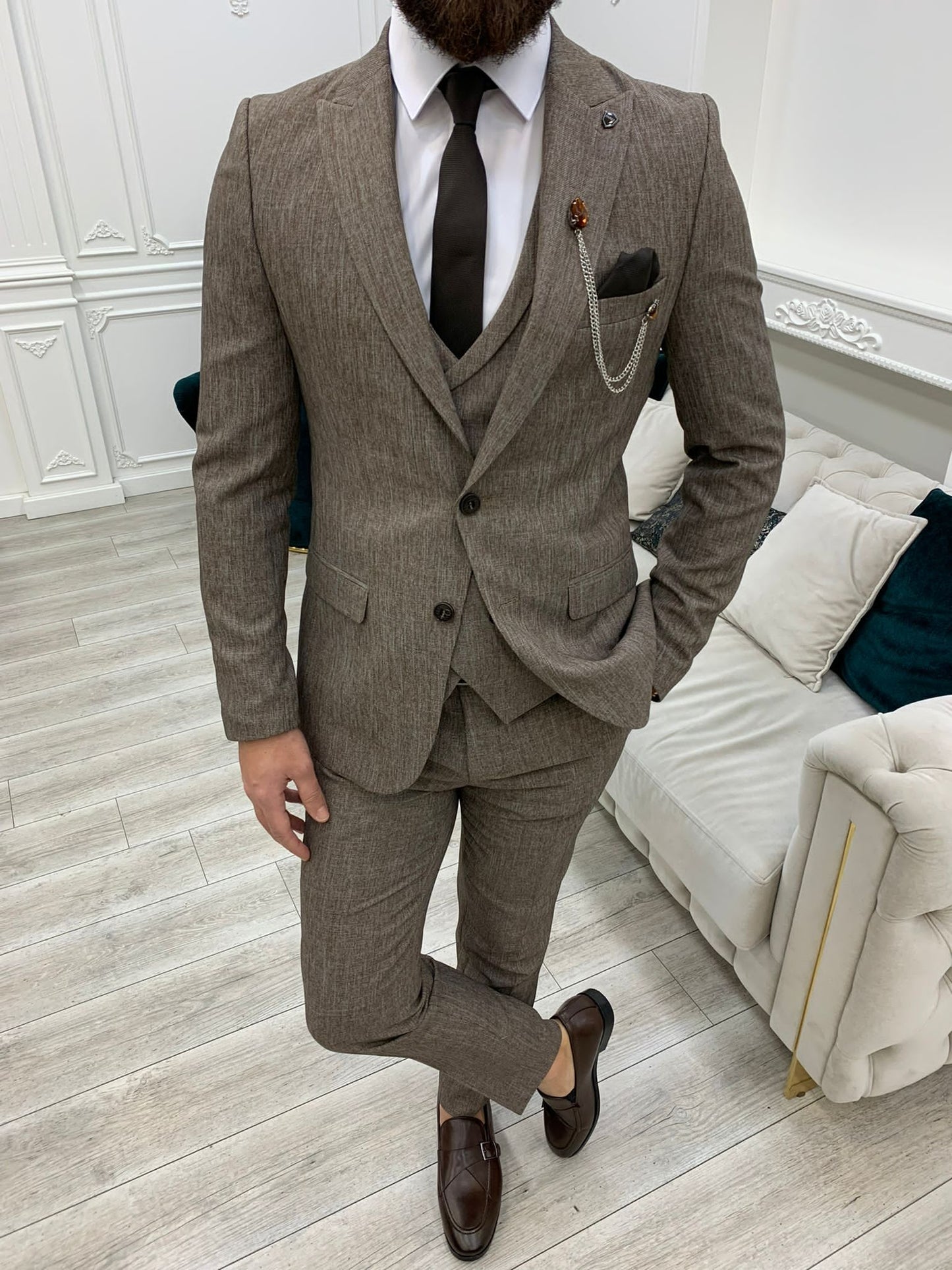 Mazonni Madison Brown Slim Fit Suit