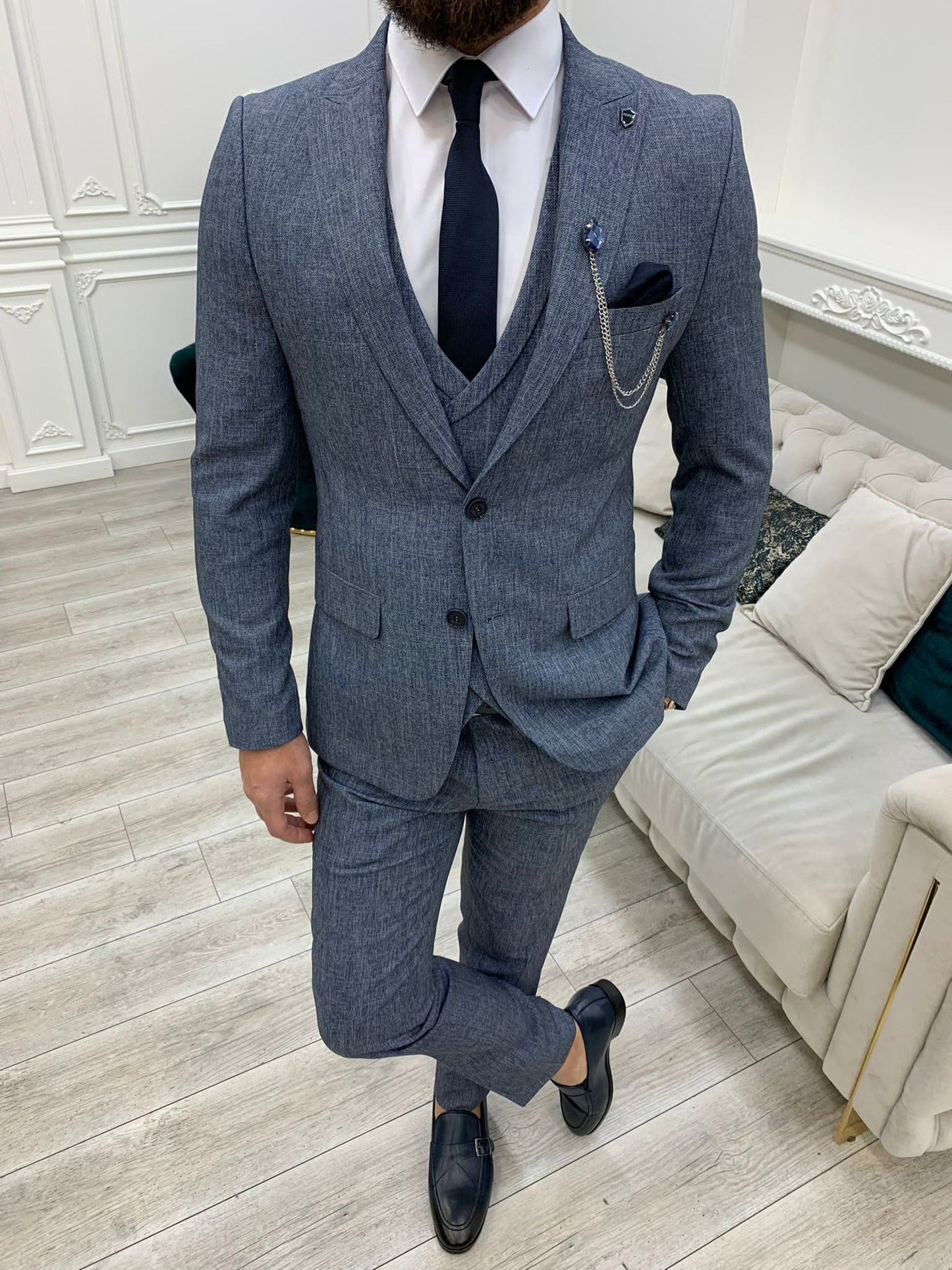 Mazonni Madison Sky Blue Slim Fit Suit