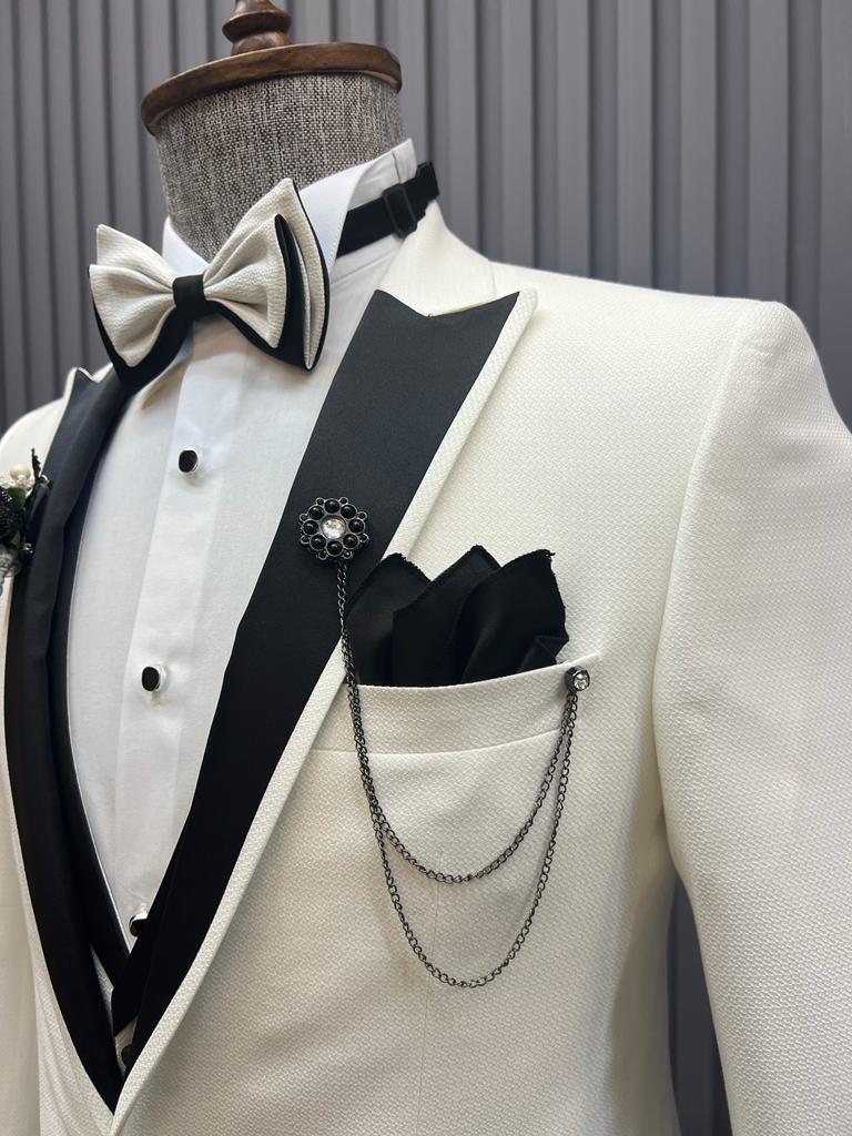 Mazonni Tommy Slim Fit White Tuxedo