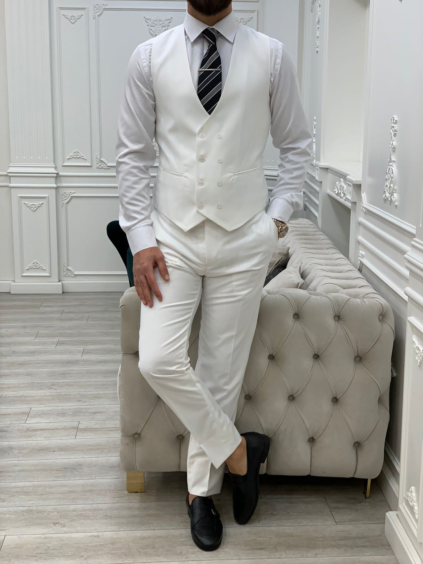 Mazonni Monte White  Slim Fit Suit