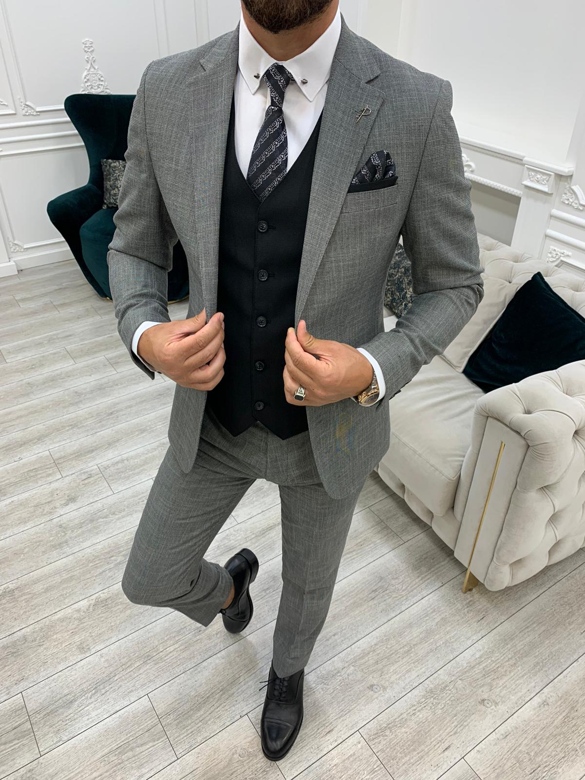 Mazonni Frento Gray Slim Fit Suit