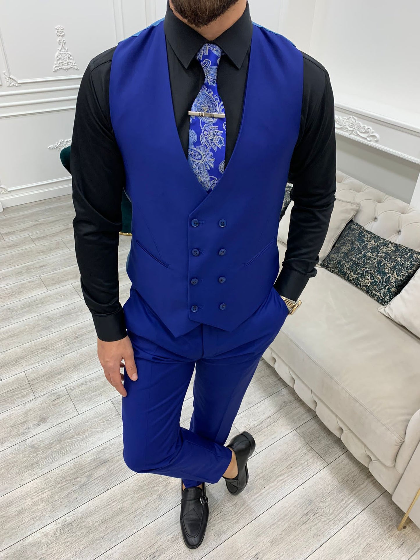 Mazonni Monte Sax Blue Slim Fit Suit