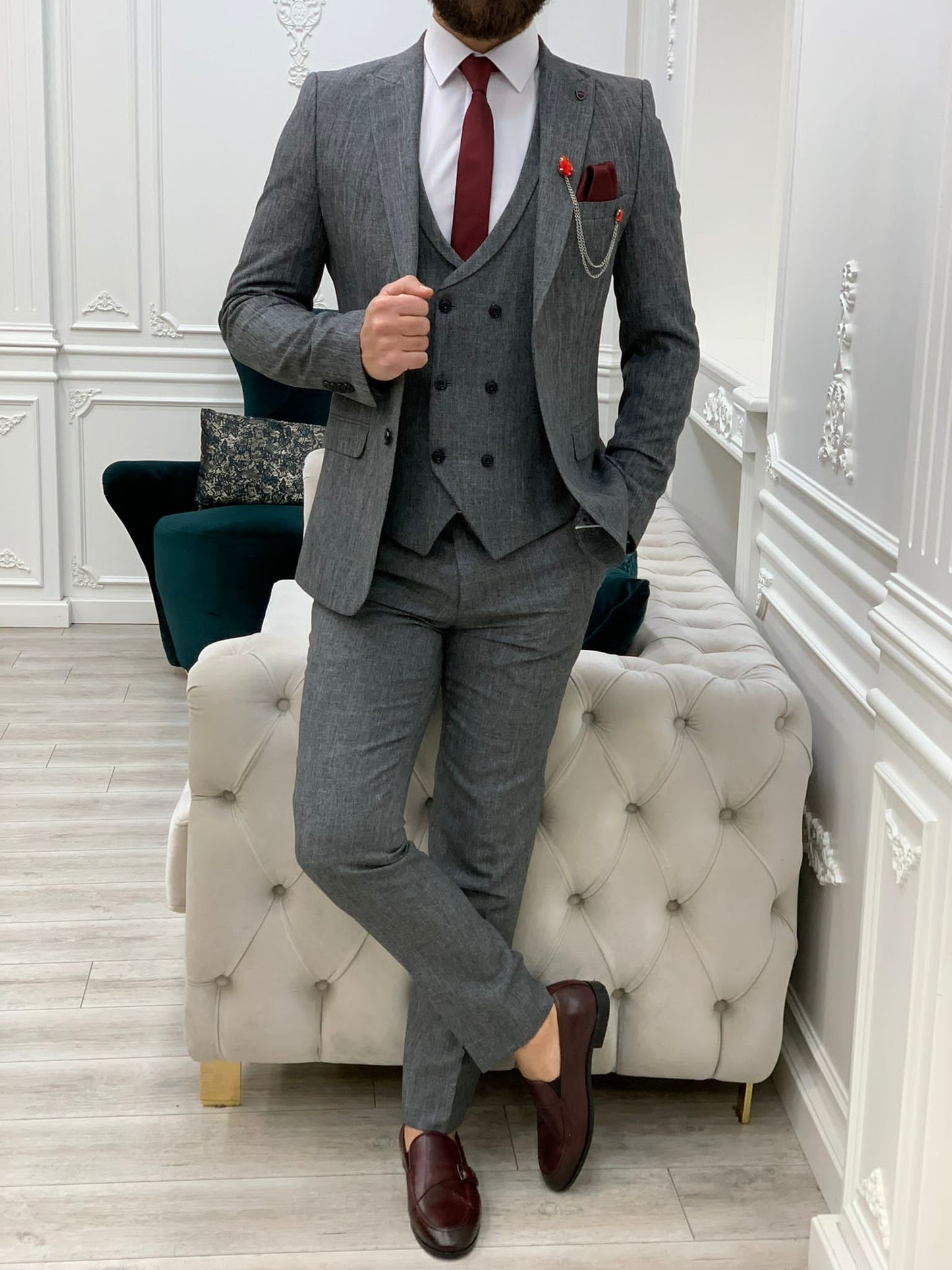 Mazonni Madison Gray Slim Fit Suit