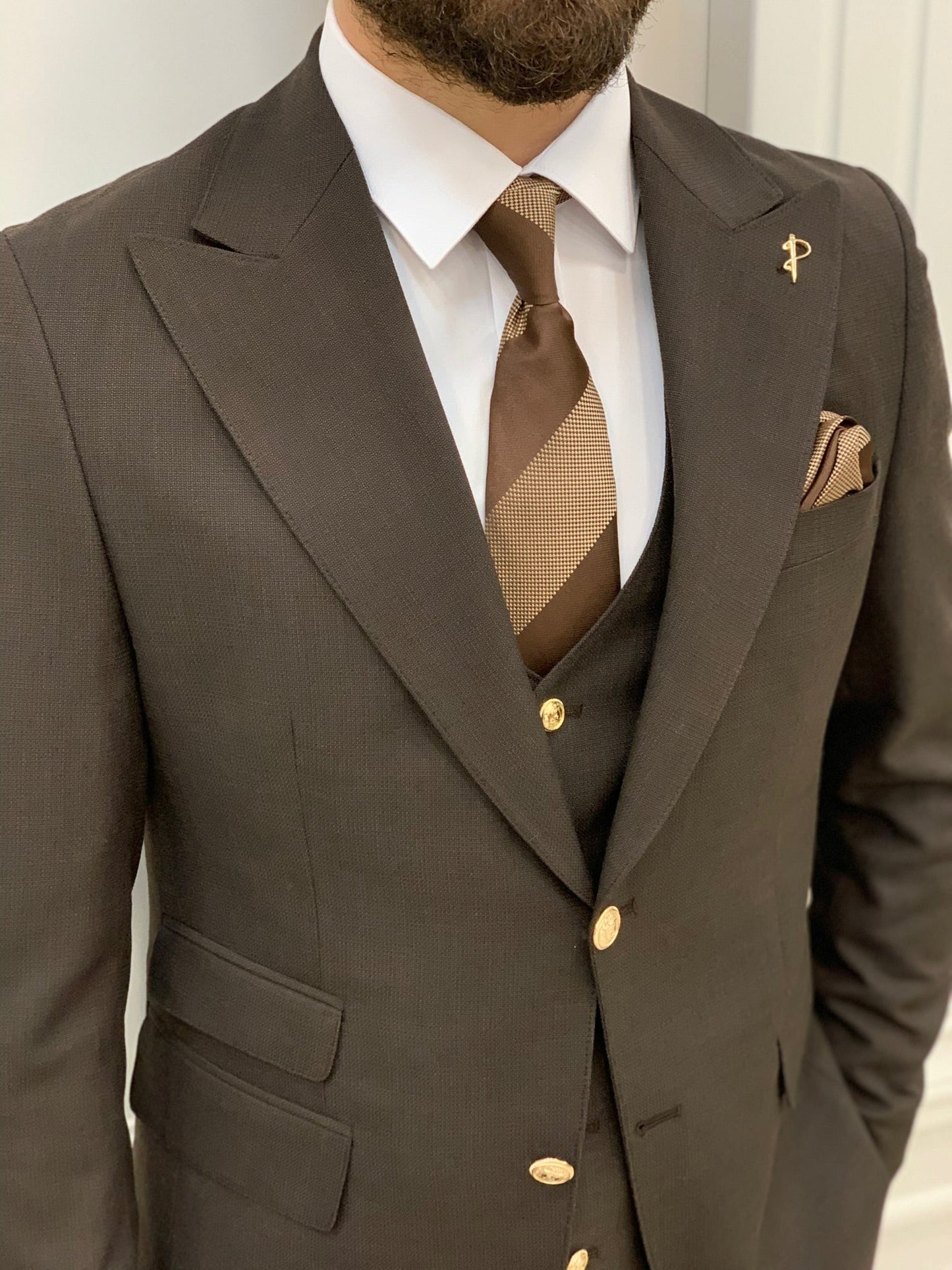 Mazonni Argeli Coffee  Slim Fit Suit