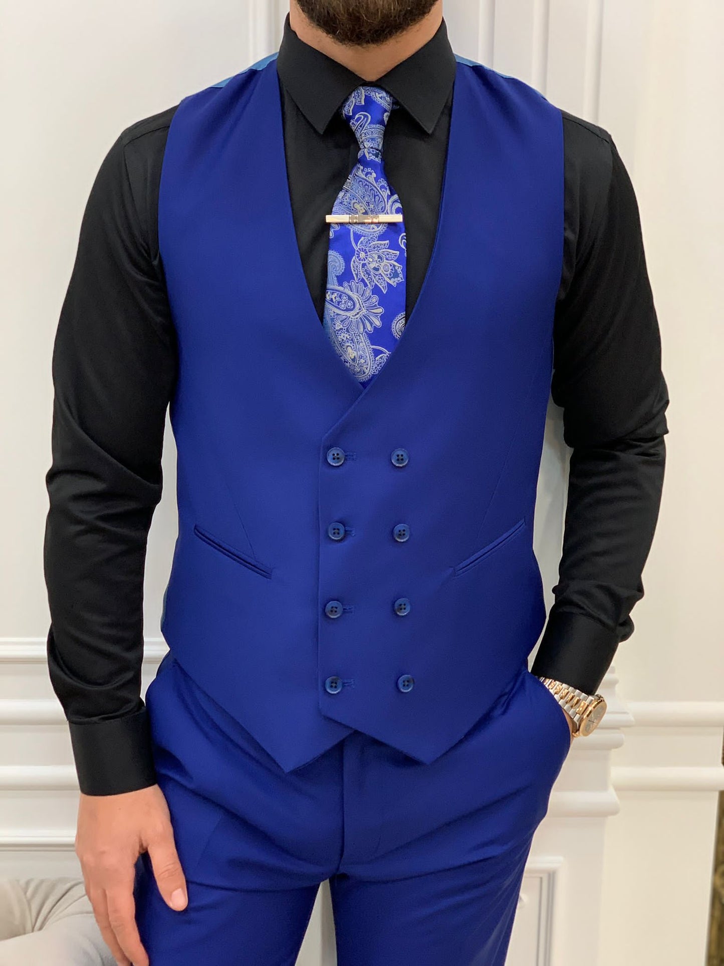 Mazonni Monte Sax Blue Slim Fit Suit